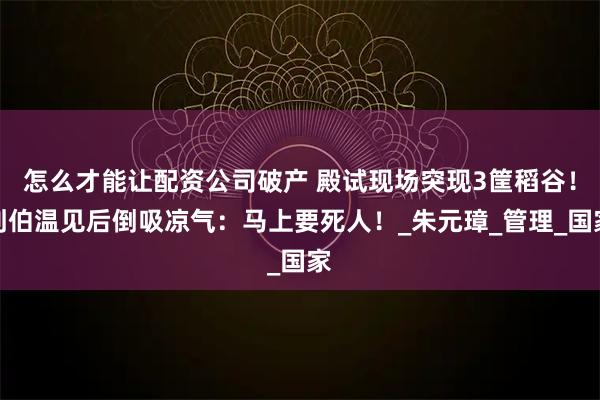 怎么才能让配资公司破产 殿试现场突现3筐稻谷！刘伯温见后倒吸凉气：马上要死人！_朱元璋_管理_国家